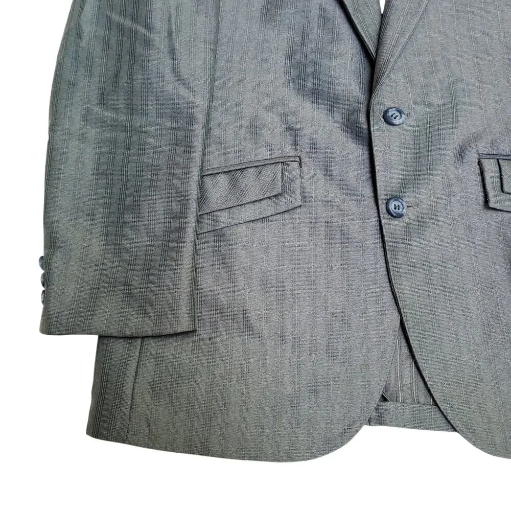 VTG Montgomery Ward 70s Retro Blue Green Leisure Suit Jacket Sport Coat 42x30